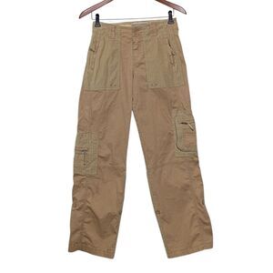 Vtg Abercrombie & Fitch Cargo Tan Y2K Pants size 0R 25 Cotton Straight Leg Retro